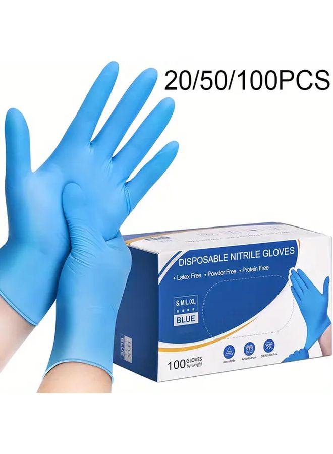 Blue Nitrile Gloves Disposable 20pcs M Size for Cleaning Hair Dye Pet Bathing - Image 1
